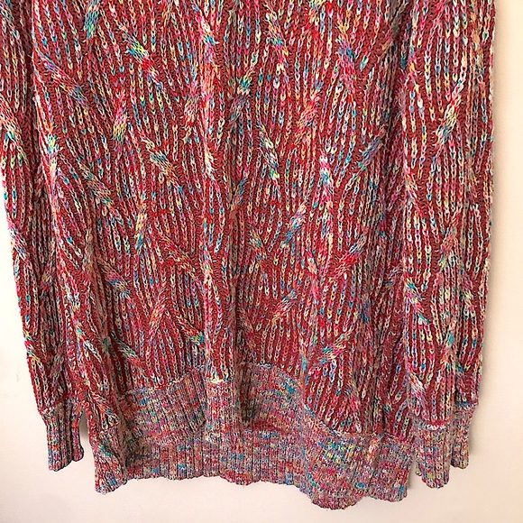 Free People Cable Knit Oversized Sweater Size Large Multicolored - Picture 3 of 9
